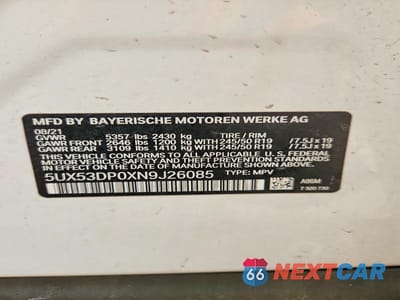 Zdjęcie 13 z 13 samochodu: 2022 BMW X3 XDRIVE30I VIN:5UX53DP0XN9J26085 - miniatura