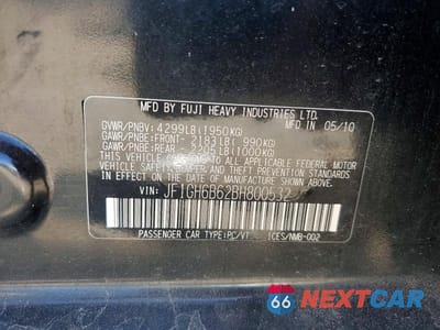 Zdjęcie 12 z 12 samochodu: 2011 SUBARU IMPREZA 2.5I PREMIUM VIN:JF1GH6B62BH800532 - miniatura