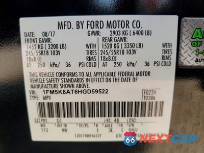 Zdjęcie 14 z 14 samochodu: 2017 FORD EXPLORER POLICE INTERCEPTOR VIN:1FM5K8AT6HGD59522 - miniatura