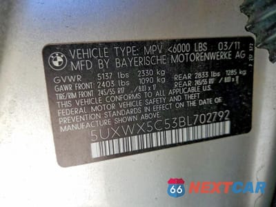 Zdjęcie 13 z 13 samochodu: 2011 BMW X3 XDRIVE28I VIN:5UXWX5C53BL702792 - miniatura