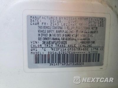 Zdjęcie 12 z 12 samochodu: 2018 NISSAN SENTRA S VIN:3N1AB7AP3JY318028 - miniatura