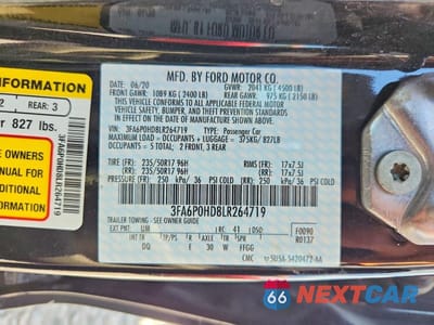 Zdjęcie 12 z 12 samochodu: 2020 FORD FUSION SE VIN:3FA6P0HD8LR264719 - miniatura