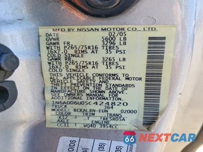 Zdjęcie 12 z 12 samochodu: 2005 NISSAN FRONTIER SE VIN:1N6AD06U05C424820 - miniatura