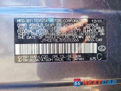 Zdjęcie 13 z 13 samochodu: 2013 LEXUS GS 350 VIN:JTHCE1BL3D5000366 - miniatura