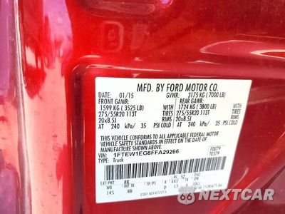 Zdjęcie 12 z 12 samochodu: 2015 FORD F150 SUPERCREW VIN:1FTEW1EG8FFA29266 - miniatura