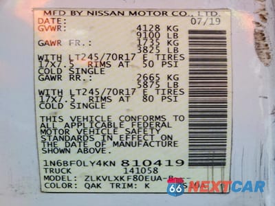 Zdjęcie 13 z 13 samochodu: 2013 NISSAN NV 2500 HD S VIN:1N6BF0LY4KN810419 - miniatura