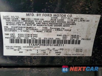 Zdjęcie 12 z 12 samochodu: 2015 FORD TAURUS SEL VIN:1FAH92H83FG168211 - miniatura