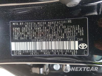 Zdjęcie 12 z 12 samochodu: 2026 TOYOTA COROLLA LE VIN:5YFB4MDEXTP449383 - miniatura