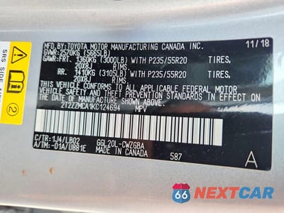 Zdjęcie 13 z 13 samochodu: 2019 LEXUS RX 350 BASE VIN:2T2ZZMCA1KC124694 - miniatura