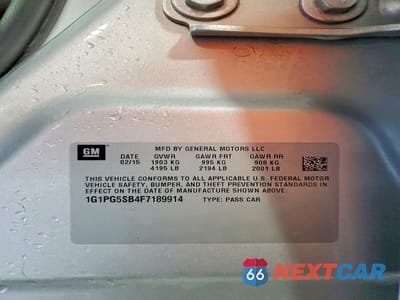 Zdjęcie 12 z 12 samochodu: 2015 CHEVROLET CRUZE LTZ VIN:1G1PG5SB4F7189914 - miniatura