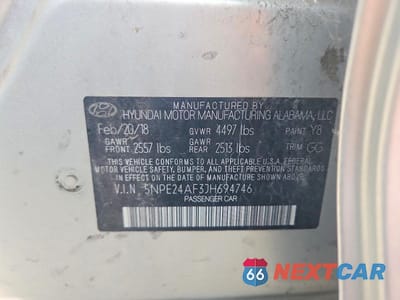 Zdjęcie 12 z 12 samochodu: 2018 HYUNDAI SONATA SE VIN:5NPE24AF3JH694746 - miniatura