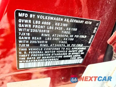 Zdjęcie 13 z 13 samochodu: 2013 VOLKSWAGEN TIGUAN S VIN:WVGAV3AX9DW085924 - miniatura