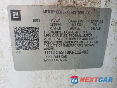 Zdjęcie 12 z 12 samochodu: 2019 CHEVROLET MALIBU LS VIN:1G1ZC5ST8KF112492 - miniatura