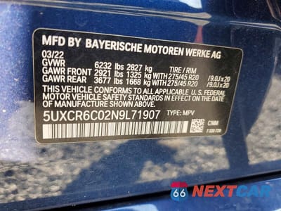 Zdjęcie 13 z 13 samochodu: 2022 BMW X5 XDRIVE40I VIN:5UXCR6C02N9L71907 - miniatura