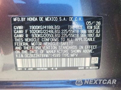 Zdjęcie 12 z 12 samochodu: 2027 HONDA HR-V EXL VIN:3CZRZ2H78VM714595 - miniatura