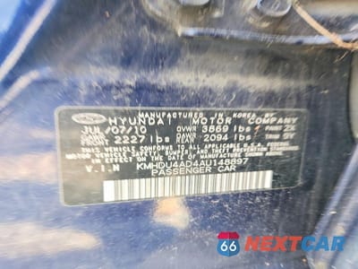Zdjęcie 12 z 12 samochodu: 2010 HYUNDAI ELANTRA BLUE VIN:KMHDU4AD4AU148897 - miniatura