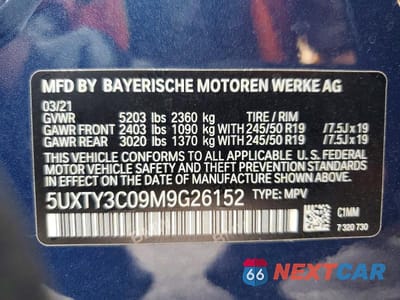 Zdjęcie 14 z 14 samochodu: 2021 BMW X3 SDRIVE30I VIN:5UXTY3C09M9G26152 - miniatura