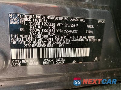 Zdjęcie 14 z 14 samochodu: 2025 TOYOTA RAV4 LE VIN:2T3G1RFV5SW544589 - miniatura