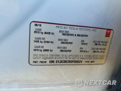 Zdjęcie 13 z 13 samochodu: 2016 TESLA MODEL X VIN:5YJXCBE28GF006524 - miniatura
