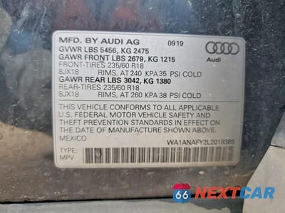 Zdjęcie 13 z 13 samochodu: 2020 AUDI Q5 PREMIUM/TITANIUM PREMIUM VIN:WA1ANAFY2L2019385 - miniatura