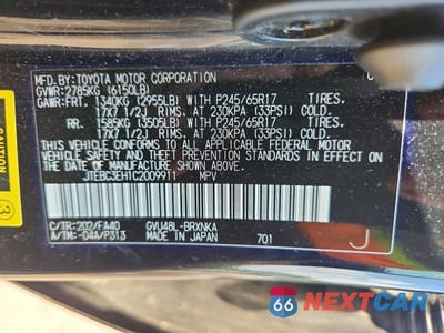 Zdjęcie 13 z 13 samochodu: 2012 TOYOTA HIGHLANDER HYBRID VIN:JTEBC3EH1C2009911 - miniatura
