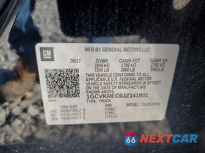 Zdjęcie 12 z 12 samochodu: 2018 CHEVROLET SILVERADO K1500 LT VIN:1GCVKREC0JZ141901 - miniatura