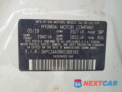 Zdjęcie 12 z 12 samochodu: 2019 HYUNDAI ACCENT SE VIN:3KPC24A38KE088183 - miniatura