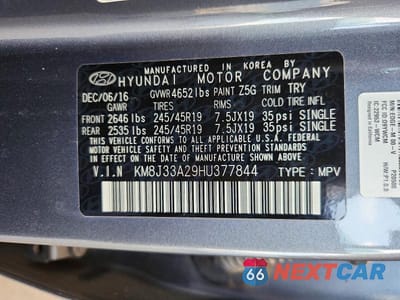 Zdjęcie 12 z 12 samochodu: 2017 HYUNDAI TUCSON SPORT VIN:KM8J33A29HU377844 - miniatura