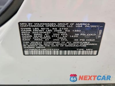 Zdjęcie 13 z 13 samochodu: 2021 VOLKSWAGEN ATLAS SE VIN:1V2NR2CA1MC583399 - miniatura