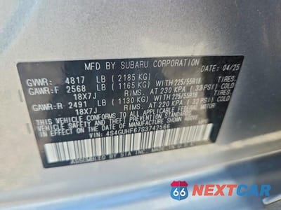 Zdjęcie 12 z 12 samochodu: 2025 SUBARU CROSSTREK SPORT VIN:4S4GUHF67S3742566 - miniatura