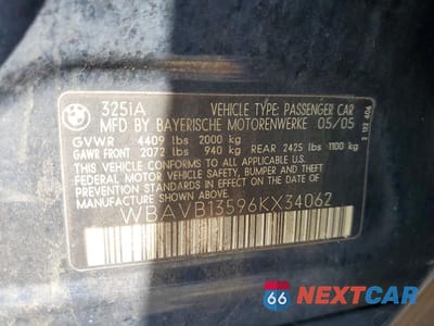 Zdjęcie 12 z 12 samochodu: 2006 BMW 325 I VIN:WBAVB13596KX34062 - miniatura