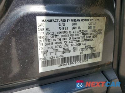 Zdjęcie 12 z 12 samochodu: 2006 NISSAN ALTIMA 2.5 VIN:1N4AL11D76C211096 - miniatura