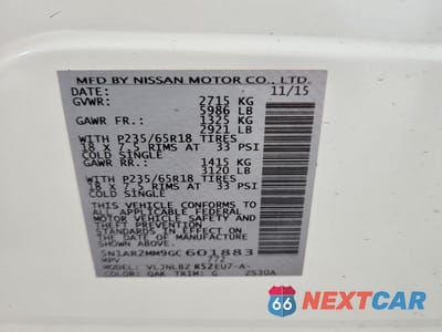 Zdjęcie 13 z 13 samochodu: 2016 NISSAN PATHFINDER S VIN:5N1AR2MM9GC601883 - miniatura