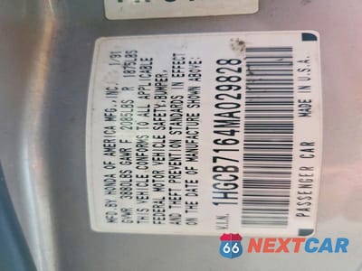 Zdjęcie 12 z 12 samochodu: 1991 HONDA ACCORD EX VIN:1HGCB7164MA029828 - miniatura