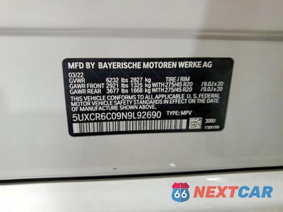 Zdjęcie 12 z 12 samochodu: 2022 BMW X5 XDRIVE40I VIN:5UXCR6C09N9L92690 - miniatura