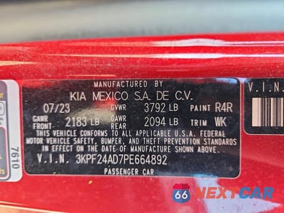 Zdjęcie 12 z 12 samochodu: 2023 KIA FORTE LXS VIN:3KPF24AD7PE664892 - miniatura