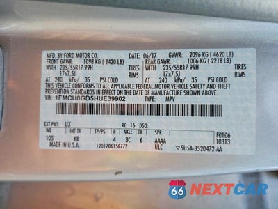 Zdjęcie 13 z 13 samochodu: 2017 FORD ESCAPE SE VIN:1FMCU0GD5HUE39902 - miniatura