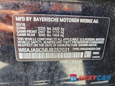 Zdjęcie 12 z 12 samochodu: 2018 BMW 530E VIN:WBAJA9C58JB252031 - miniatura