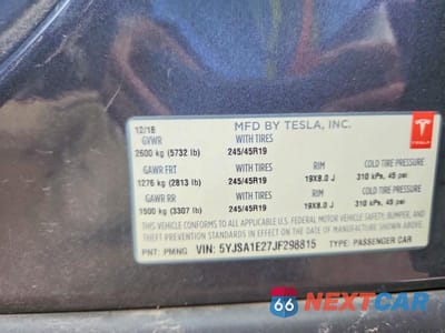 Zdjęcie 13 z 13 samochodu: 2018 TESLA MODEL S VIN:5YJSA1E27JF298815 - miniatura