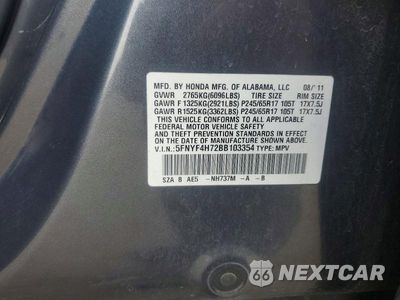 Zdjęcie 13 z 13 samochodu: 2011 HONDA PILOT EXLN VIN:5FNYF4H72BB103354 - miniatura