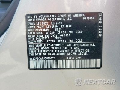 Zdjęcie 22 z 23 samochodu: 2018 VOLKSWAGEN ATLAS SE VIN:1V2DP2CA9JC599878 - miniatura