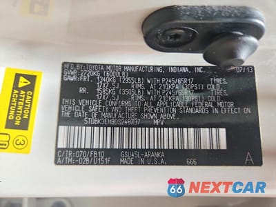 Zdjęcie 13 z 13 samochodu: 2013 TOYOTA HIGHLANDER BASE VIN:5TDBK3EH9DS248737 - miniatura