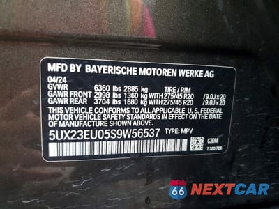 Zdjęcie 14 z 14 samochodu: 2025 BMW X5 XDRIVE40I VIN:5UX23EU05S9W56537 - miniatura