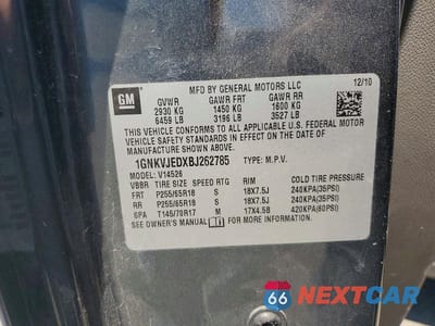 Zdjęcie 13 z 13 samochodu: 2011 CHEVROLET TRAVERSE VIN:1GNKVJEDXBJ262785 - miniatura