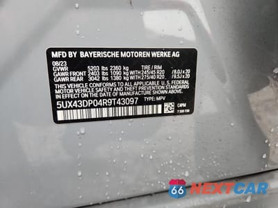 Zdjęcie 13 z 13 samochodu: 2024 BMW X3 SDRIVE30I VIN:5UX43DP04R9T43097 - miniatura