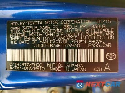 Zdjęcie 12 z 12 samochodu: 2015 TOYOTA PRIUS C ONE VIN:JTDKDTB34F1579860 - miniatura
