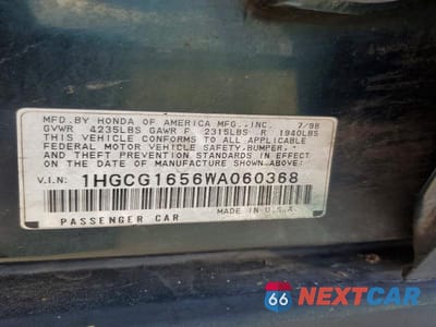 Zdjęcie 12 z 12 samochodu: 1998 HONDA ACCORD EX VIN:1HGCG1656WA060368 - miniatura