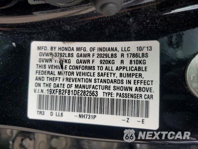 Zdjęcie 12 z 12 samochodu: 2013 HONDA CIVIC EX VIN:19XFB2F81DE282563 - miniatura