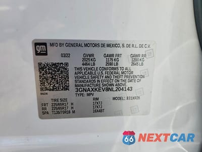 Zdjęcie 14 z 14 samochodu: 2022 CHEVROLET EQUINOX LT VIN:3GNAXKEV8NL204143 - miniatura