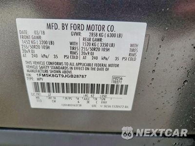 Zdjęcie 13 z 13 samochodu: 2018 FORD EXPLORER SPORT VIN:1FM5K8GT9JGB28787 - miniatura